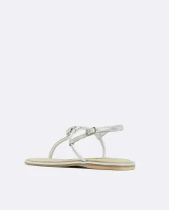 Sandalias*Cuplé Sandalia Punta Cuadrada Napa Plata