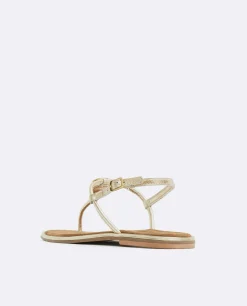 Sandalias*Cuplé Sandalia Punta Cuadrada Napa Oro