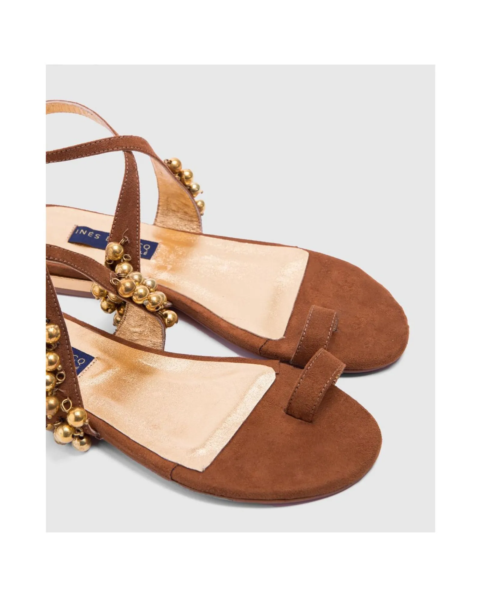 Zapatos Planos*Cuplé Sandalia Ronda Plana Ultrasuede Cuero