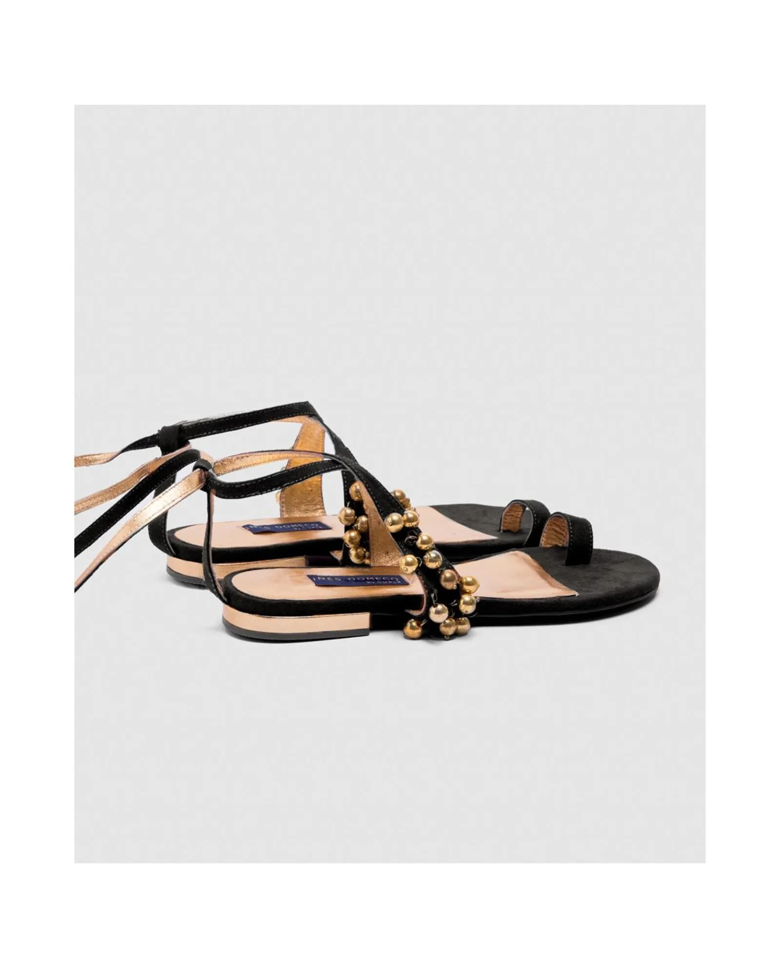 Zapatos Planos*Cuplé Sandalia Ronda Plana Ultrasuede Negro