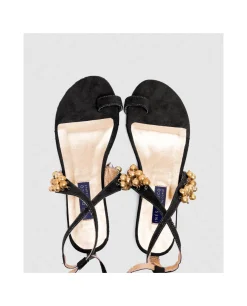 Zapatos Planos*Cuplé Sandalia Ronda Plana Ultrasuede Negro