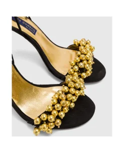 Zapatos Tacón*Cuplé Sandalia Ronda Tacón Ultrasuede Negro