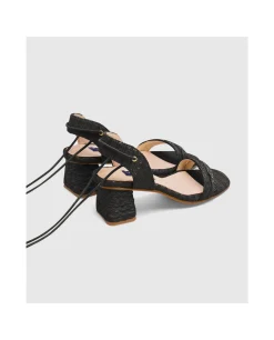 Zapatos Tacón*Cuplé Sandalia Zahara Rafia Negro