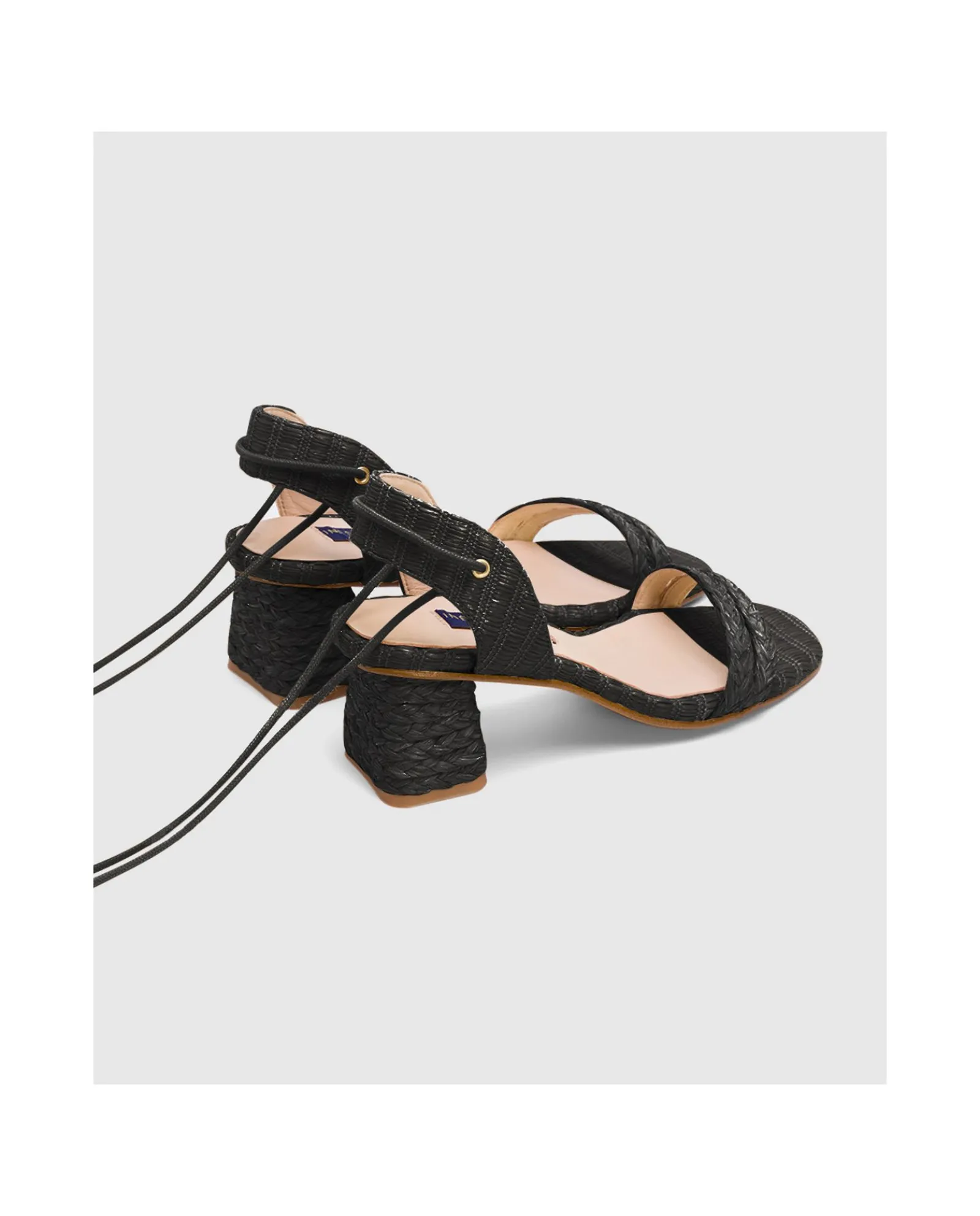 Zapatos Tacón*Cuplé Sandalia Zahara Rafia Negro