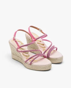 Sandalias*Cuplé Sandaliacuna Tiras Strass Fucsia
