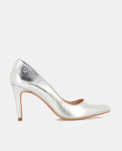 Salones & Stilletos*Cuplé Stiletto Napa Lame Argento Napa Metalizado Plata