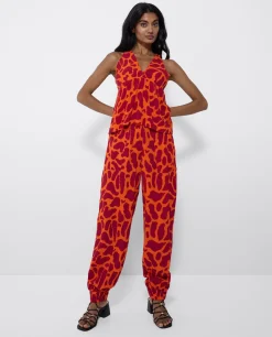 Camisas Y Tops*Cuplé Top Botones Crep Estampado Jirafa