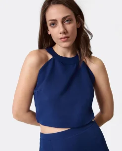 Camisas Y Tops*Cuplé Top Halter Capa Gasa Marino