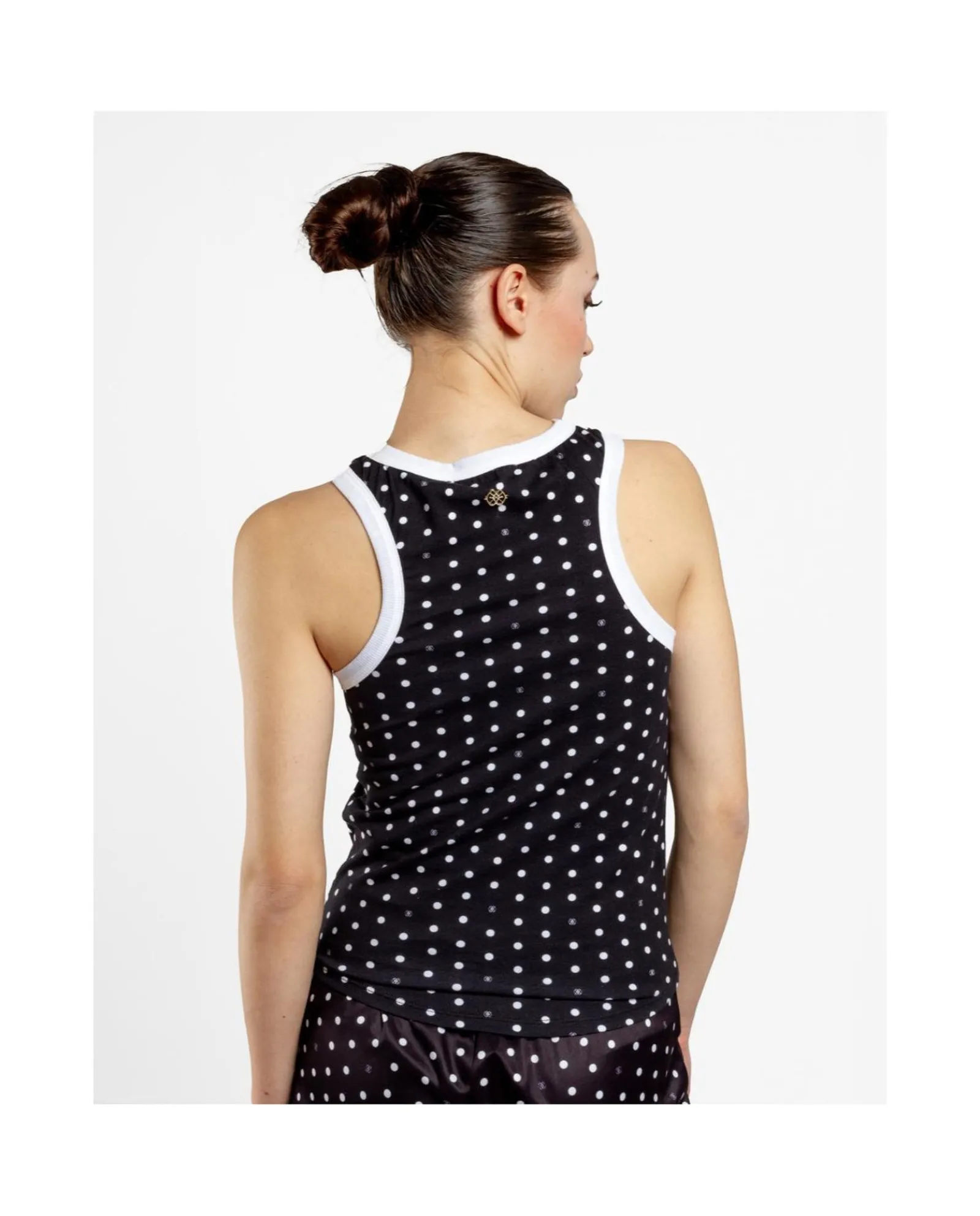 Camisas Y Tops*Cuplé Top Halter Punto Lunares Blanco Negro