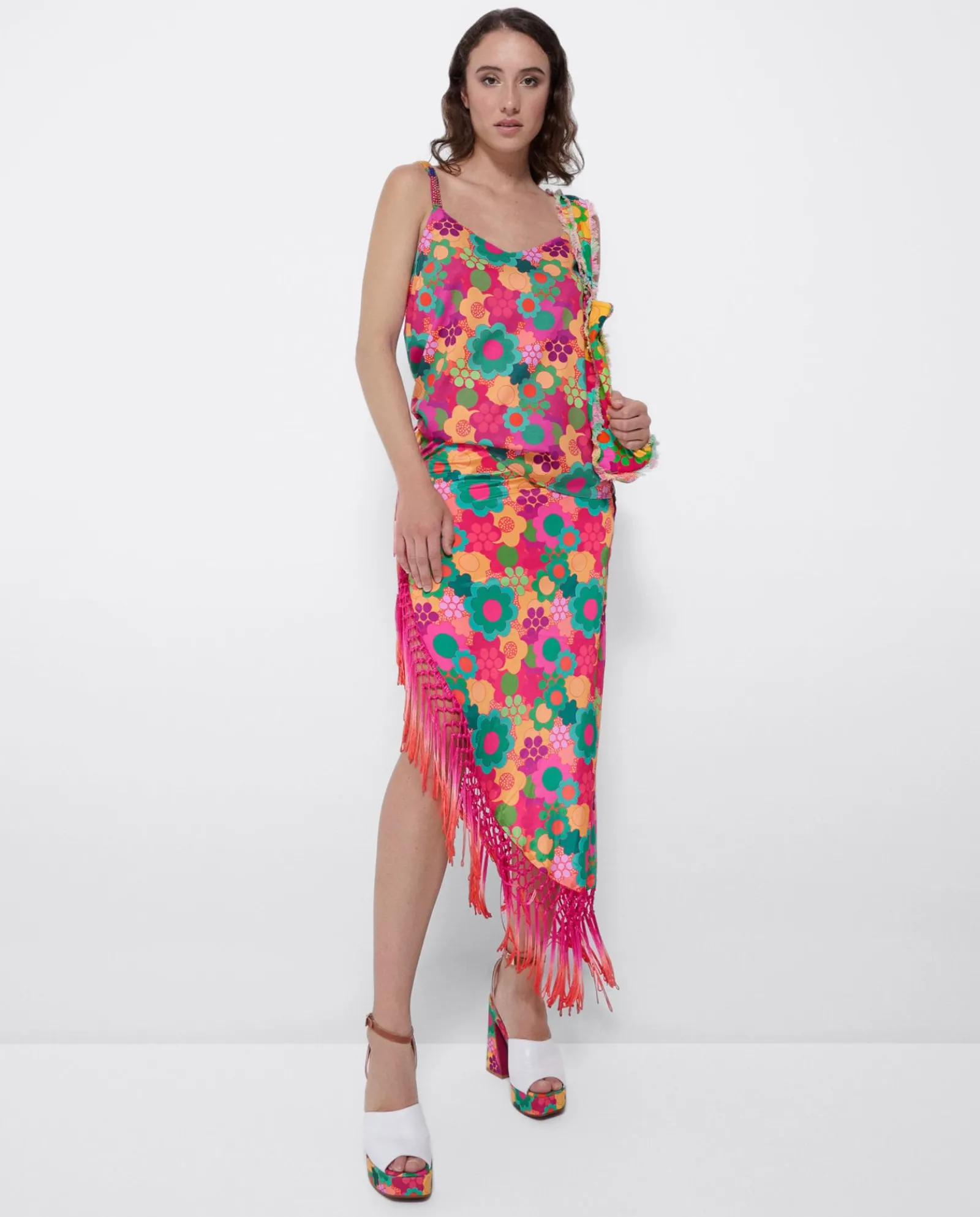 Camisas Y Tops*Cuplé Top Tirantes Saten Estampado Flores