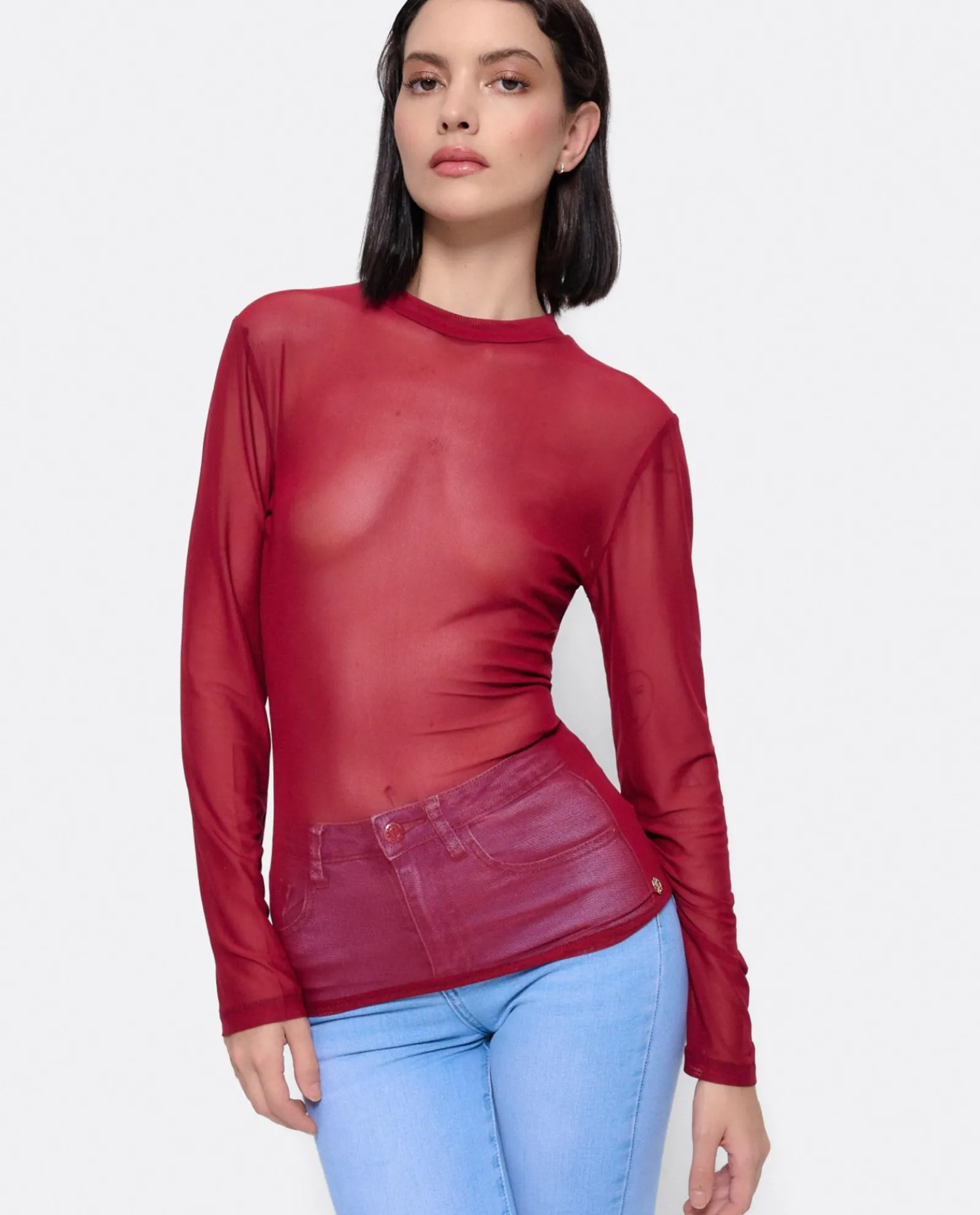 Camisas Y Tops*Cuplé Top Tul Burdeos