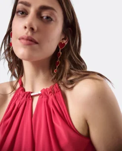 Vestidos*Cuplé Vestido Asimetrico Cola Punto Circular Coral