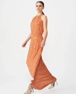 Vestidos*Cuplé Vestido Asimetrico Cola Punto Geometrico Naranja