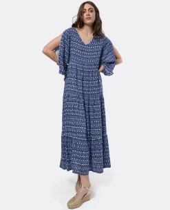 Vestidos*Cuplé Vestido Boho Viscosa Geometrico Azul