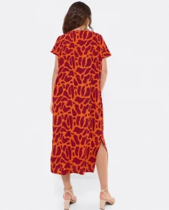 Vestidos*Cuplé Vestido Bolsillos Algodon Estampado Jirafa