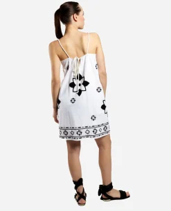 Vestidos*Cuplé Vestido Bordado Cenefa Algodon Blanco