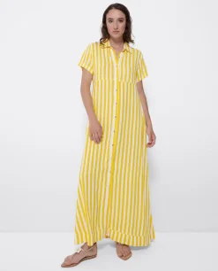 Vestidos*Cuplé Vestido Camisero Largo Viscosa Amarillo