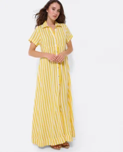 Vestidos*Cuplé Vestido Camisero Largo Viscosa Amarillo