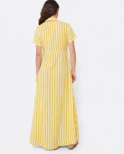 Vestidos*Cuplé Vestido Camisero Largo Viscosa Amarillo