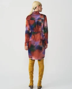 Vestidos*Cuplé Vestido Camisero Nudo Sedin Estampado Acuarela
