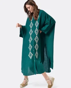 Vestidos*Cuplé Vestido Camisero (S-M) Lino Verde