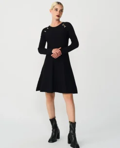 Vestidos*Cuplé Vestido Corto Perlas Punto Negro