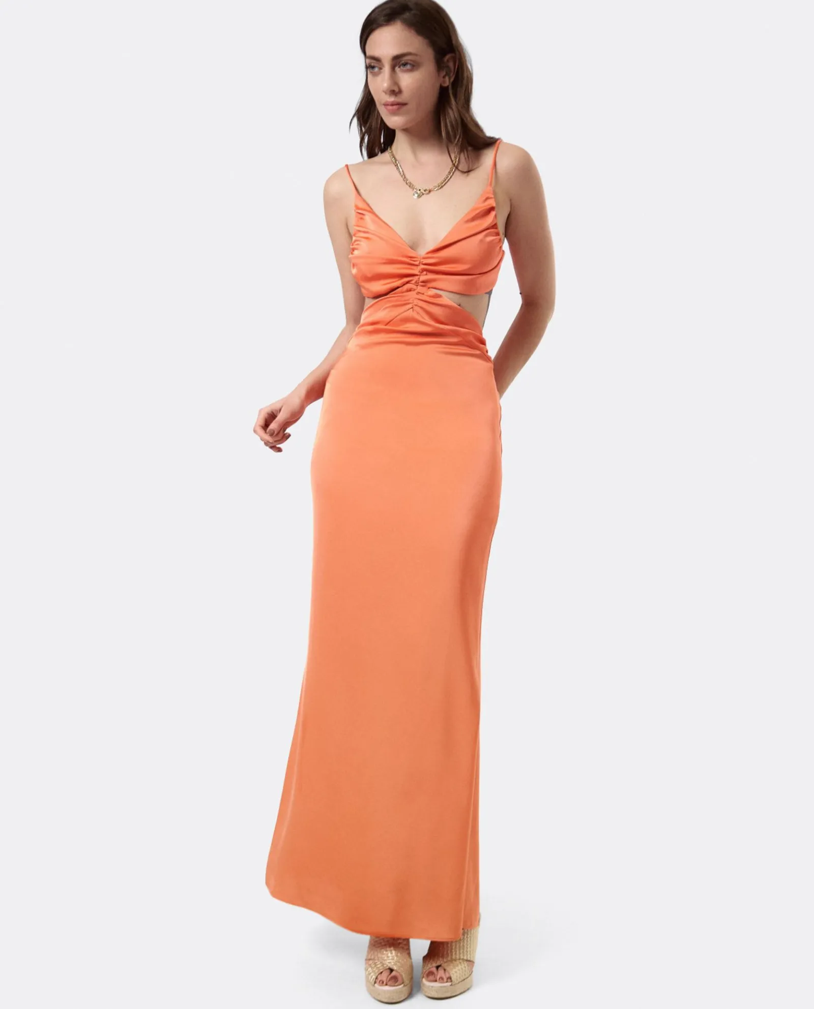 Vestidos*Cuplé Vestido Escote Drap Sedin Naranja