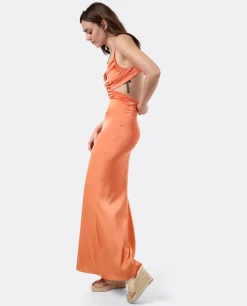 Vestidos*Cuplé Vestido Escote Drap Sedin Naranja
