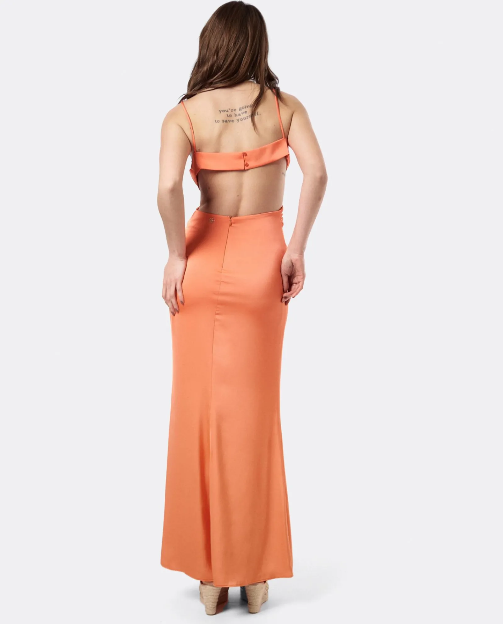 Vestidos*Cuplé Vestido Escote Drap Sedin Naranja