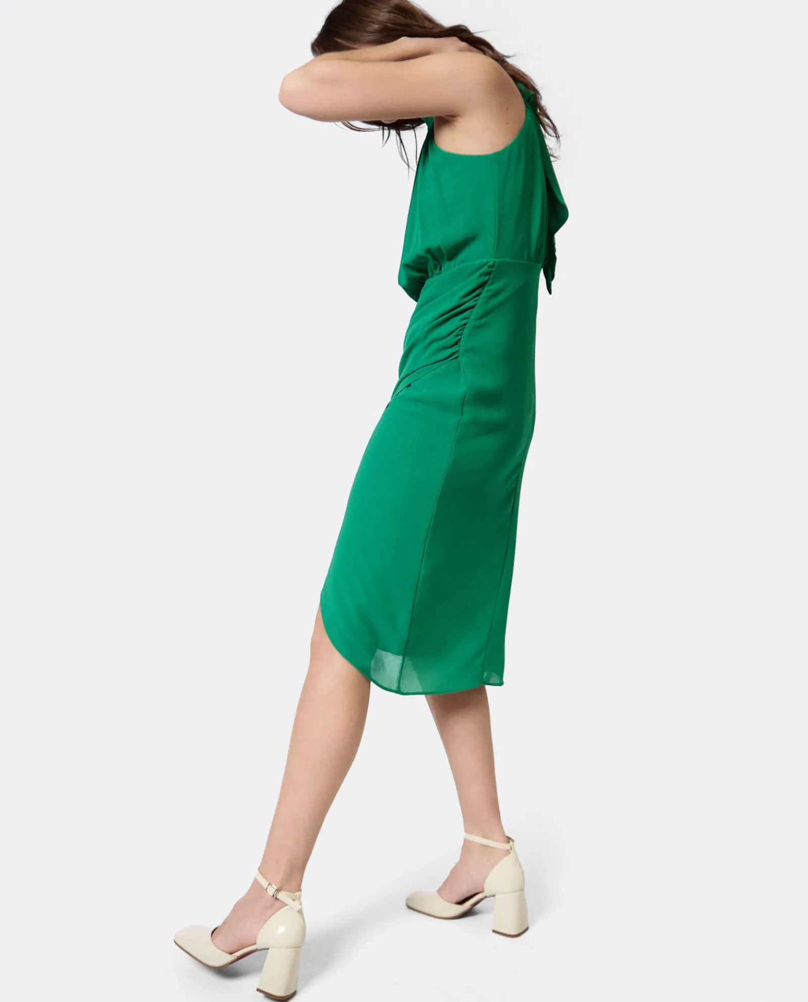 Vestidos*Cuplé Vestido Escote Halter Gasa Verde