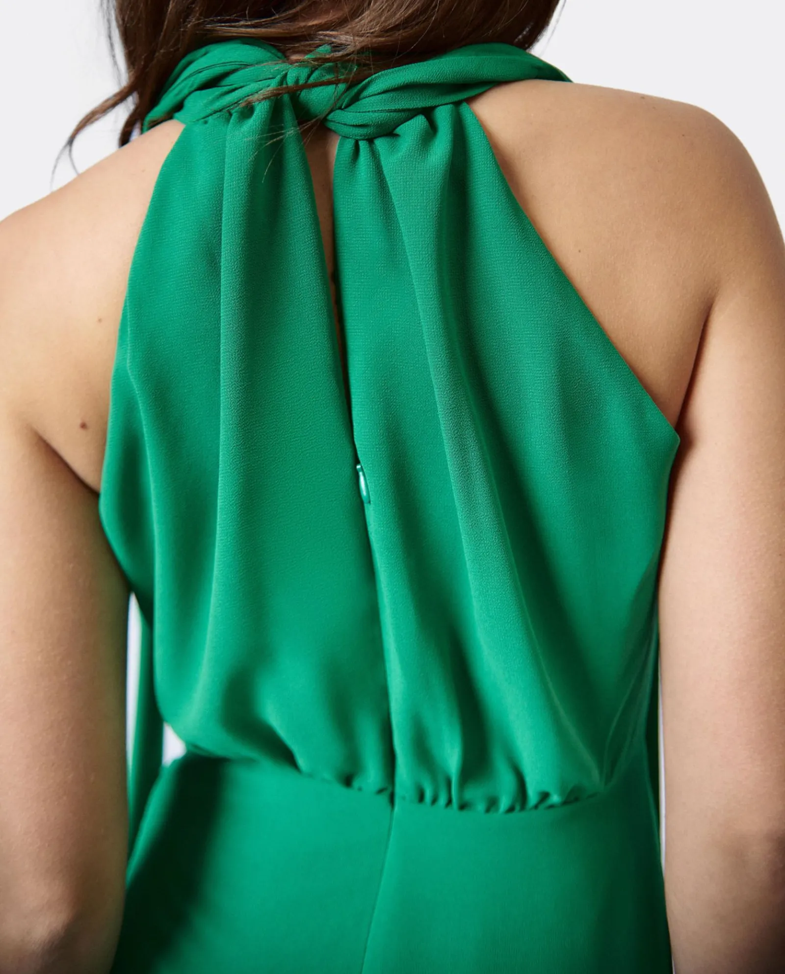 Vestidos*Cuplé Vestido Escote Halter Gasa Verde