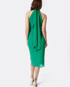 Vestidos*Cuplé Vestido Escote Halter Gasa Verde