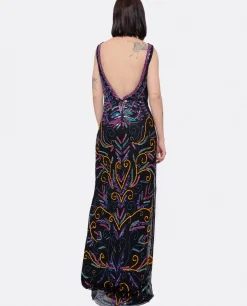 Vestidos*Cuplé Vestido Etnico Textil Cuentas Multicolor