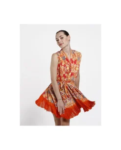 Vestidos*Cuplé Vestido Kimono Saten Estampado Cachemiras