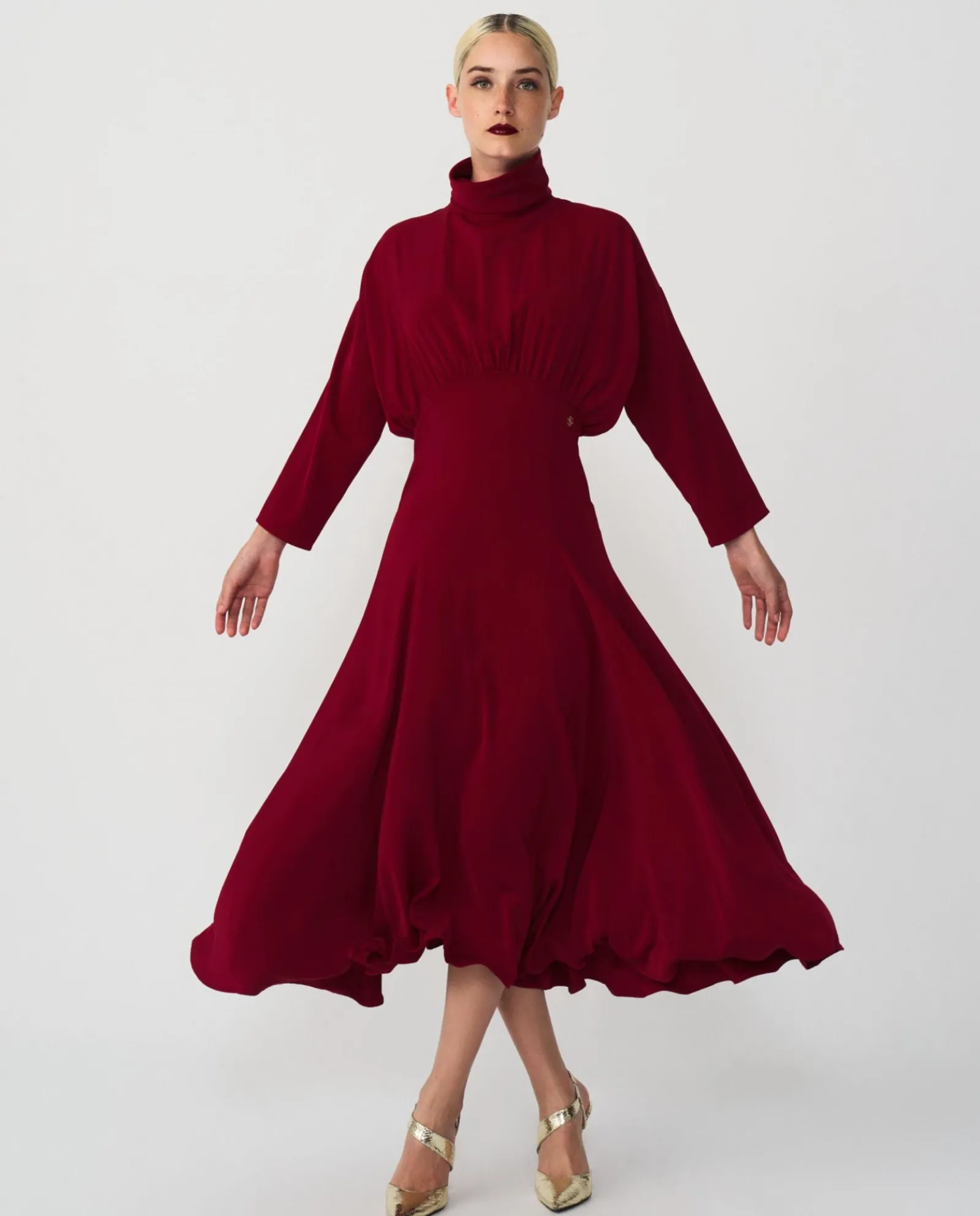 Vestidos*Cuplé Vestido Largo Evase Crep Rojo