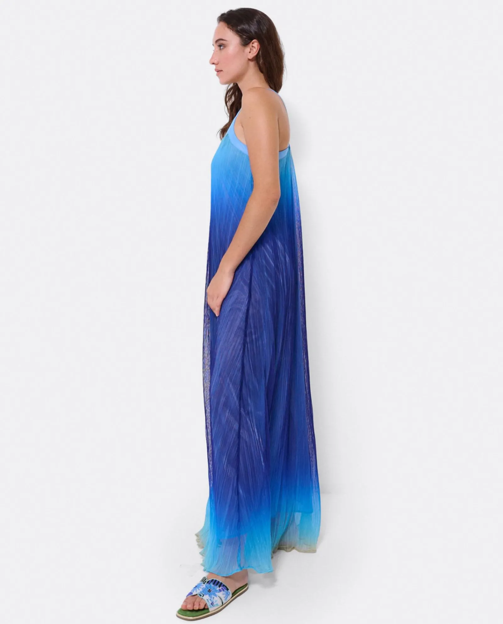 Vestidos*Cuplé Vestido Largo Tirantes Bambula Azul