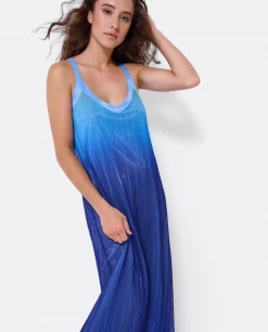 Vestidos*Cuplé Vestido Largo Tirantes Bambula Azul