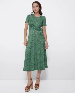 Vestidos*Cuplé Vestido Manga Corta Nudo Delantero Punto Leopardo