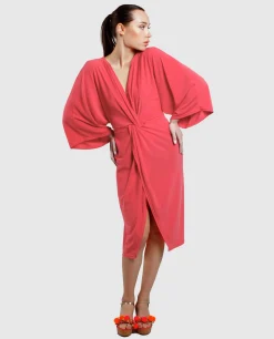 Vestidos*Cuplé Vestido Maxi Mangas Punto Fucsia