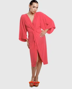 Vestidos*Cuplé Vestido Maxi Mangas Punto Fucsia