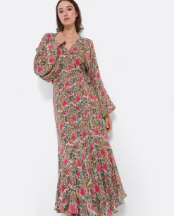 Vestidos*Cuplé Vestido Midi Cruzado Gasa Estampado Flores
