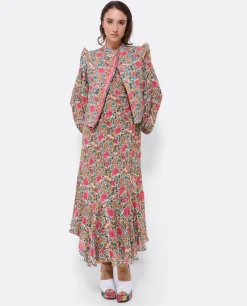 Vestidos*Cuplé Vestido Midi Cruzado Gasa Estampado Flores