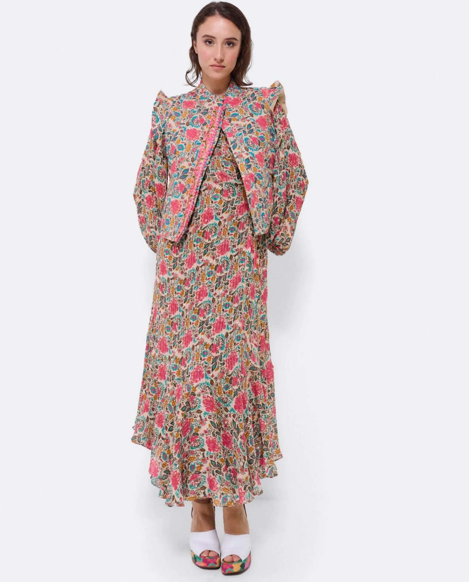 Vestidos*Cuplé Vestido Midi Cruzado Gasa Estampado Flores
