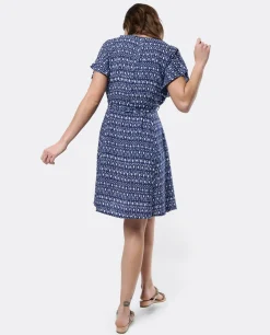 Vestidos*Cuplé Vestido Mini Anudado Viscosa Geometrico Azul