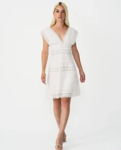 Vestidos*Cuplé Vestido Mini Encaje Popelin Blanco