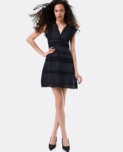 Vestidos*Cuplé Vestido Mini Encaje Popelin Negro