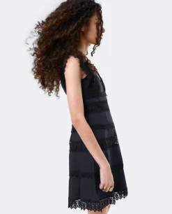 Vestidos*Cuplé Vestido Mini Encaje Popelin Negro