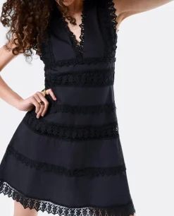 Vestidos*Cuplé Vestido Mini Encaje Popelin Negro