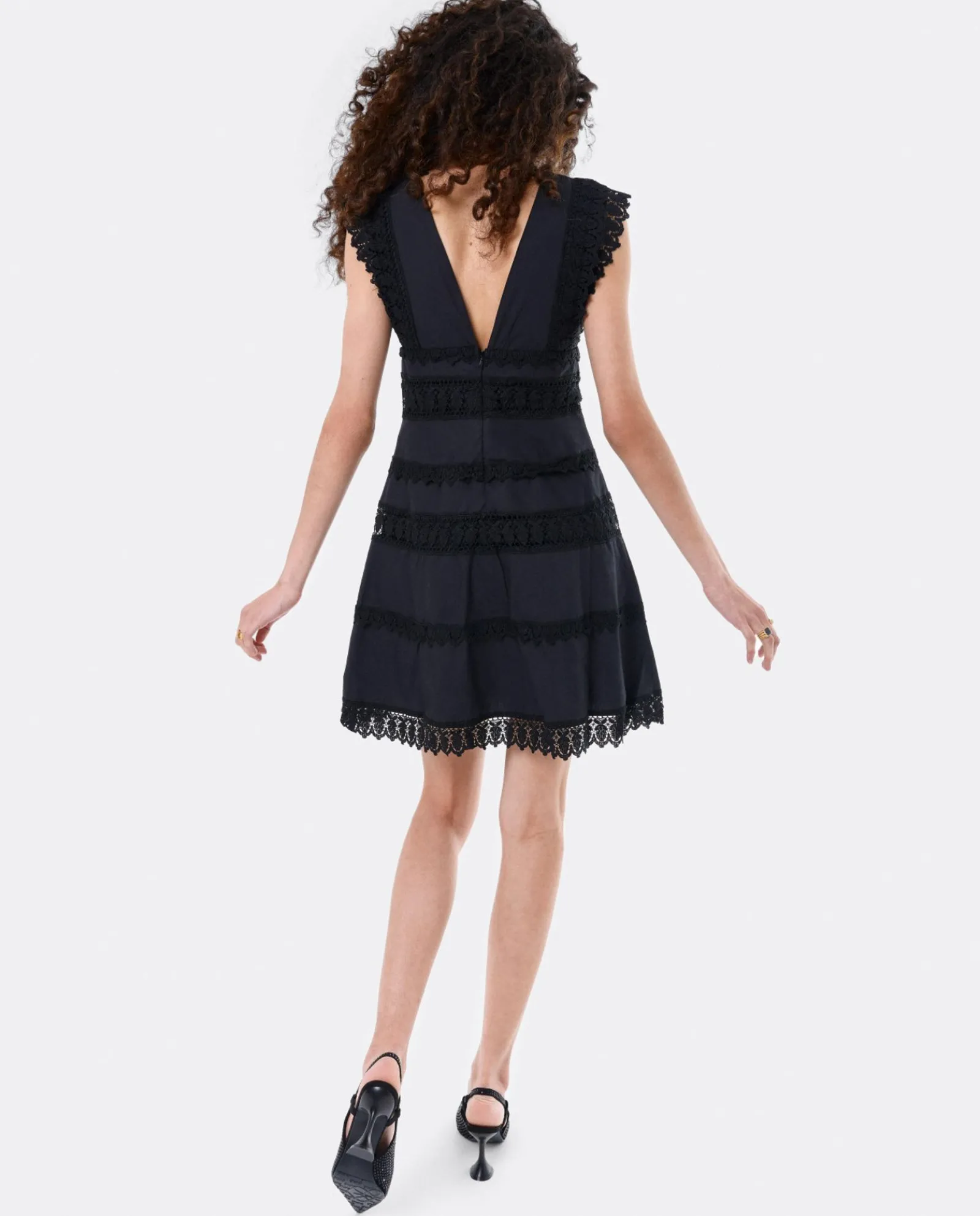 Vestidos*Cuplé Vestido Mini Encaje Popelin Negro