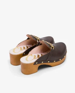 Zuecos*Cuplé Zueco Adorno Napa Marron